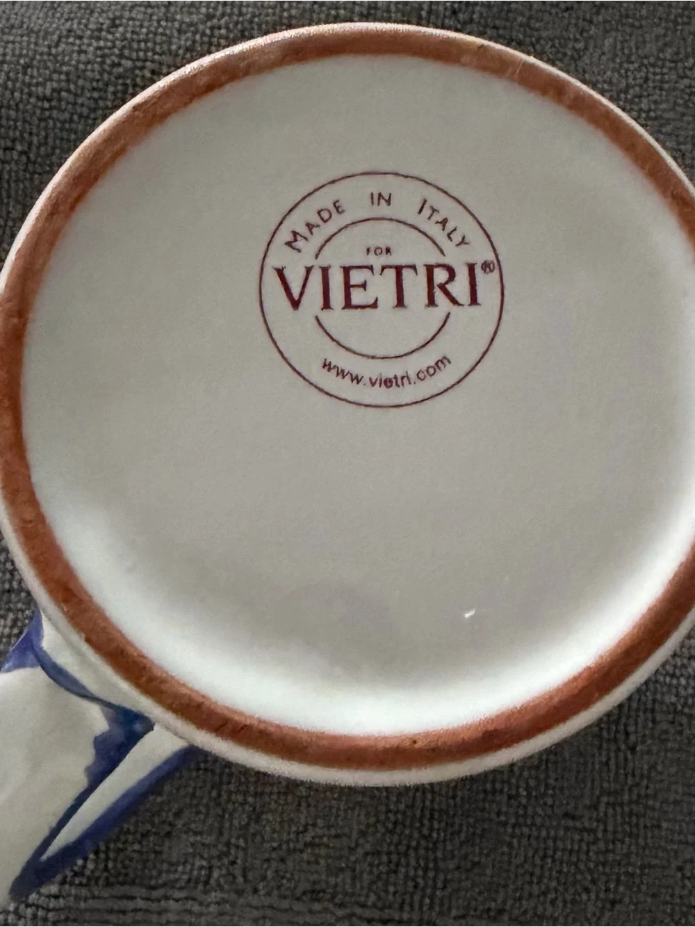 Vietri Hand-Painted Ceramic Mug with Blue Handle and Multicolor Fish